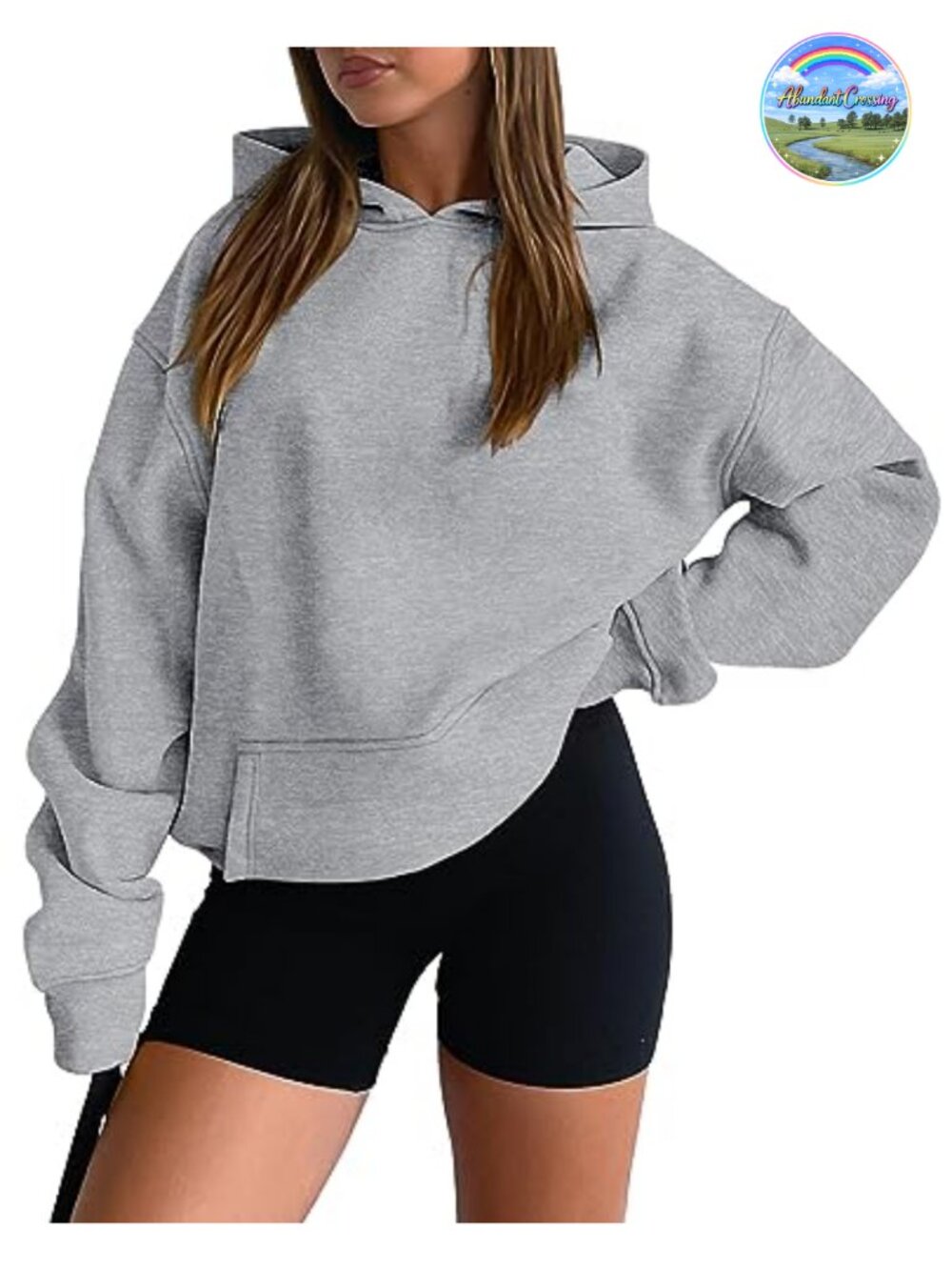 Women's Loose Fit Hoodie Pullover Sweatshirt Kangaroo Pocket Drop Shoulder